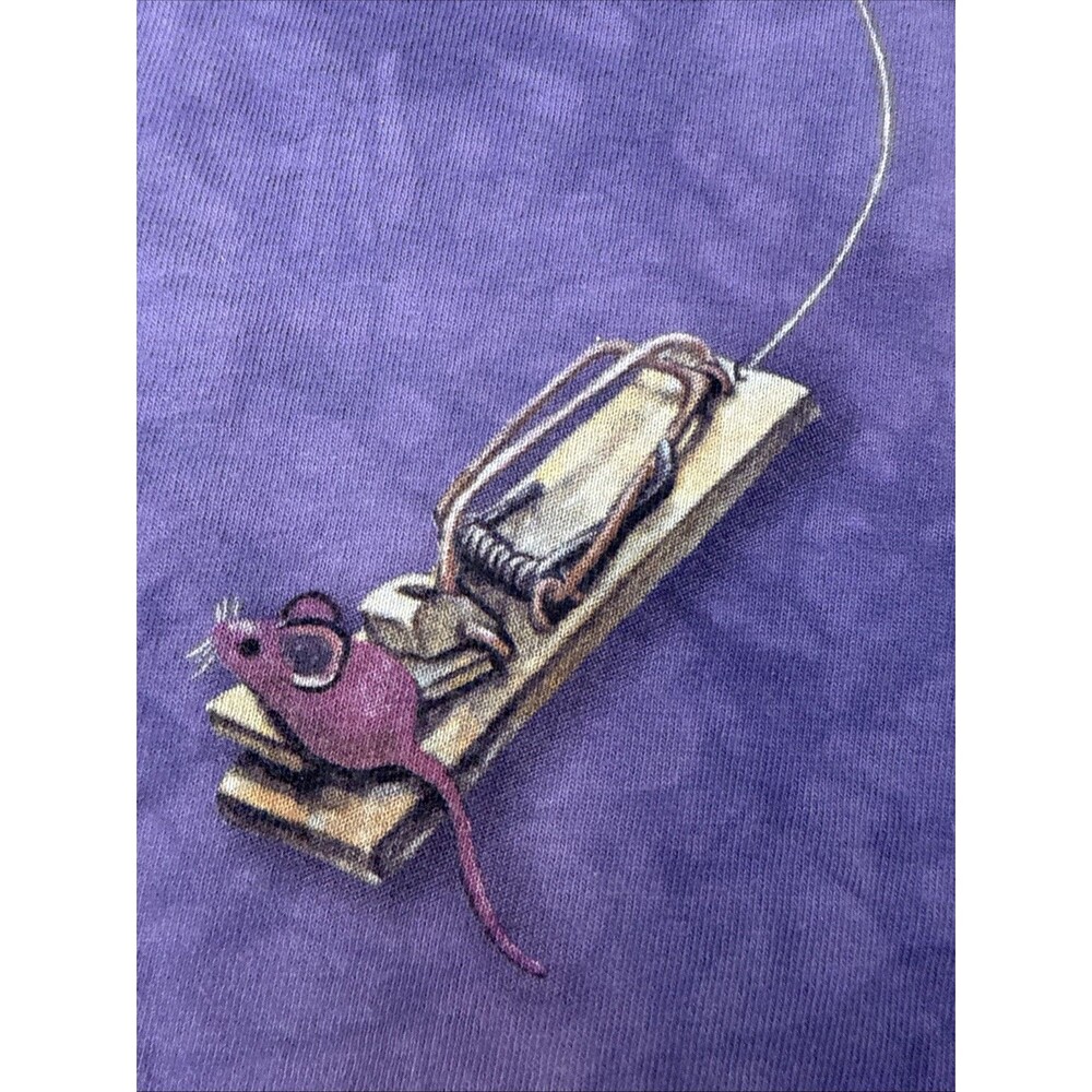 Vintage The Mountain Pocket Mouse w/ Kitten T-Shirt Tie Dye Purple 90s Sz Large - Picture 3 of 16